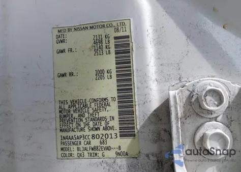 2012 Nissan Maxima 3.5 Sv from USA, damaged, VIN 1N4AA5AP3CC802013